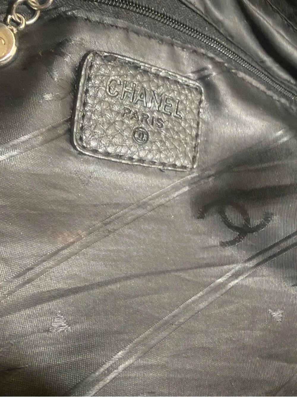 CC Black Pebbled Leather Tote with Double Handles - Picture 9 of 14